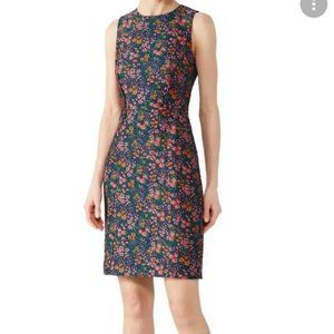 EUC J. Crew Floral Jacquard Sheath Career Dress Sleeveless Multicolor